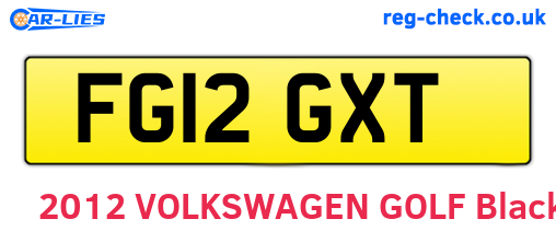 FG12GXT are the vehicle registration plates.