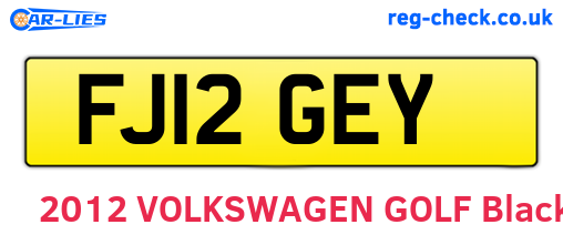 FJ12GEY are the vehicle registration plates.