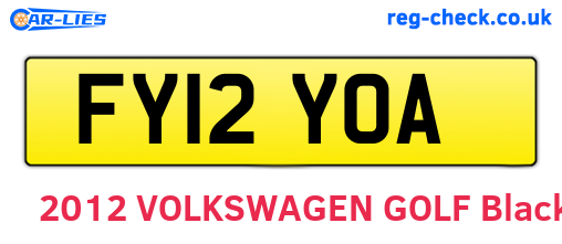 FY12YOA are the vehicle registration plates.