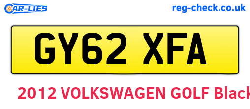 GY62XFA are the vehicle registration plates.