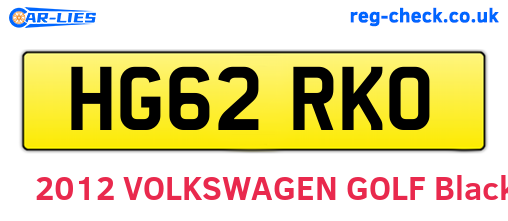 HG62RKO are the vehicle registration plates.