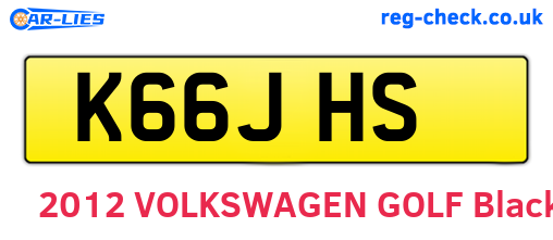 K66JHS are the vehicle registration plates.