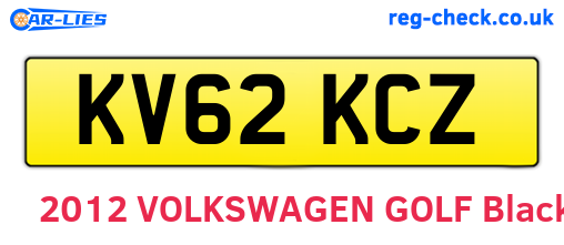 KV62KCZ are the vehicle registration plates.