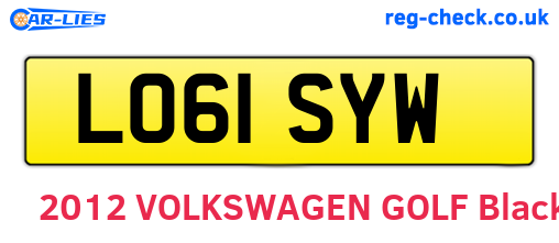 LO61SYW are the vehicle registration plates.