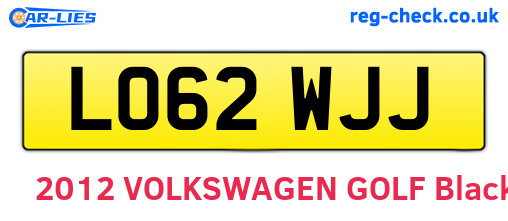 LO62WJJ are the vehicle registration plates.