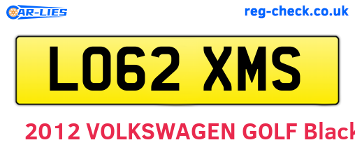 LO62XMS are the vehicle registration plates.