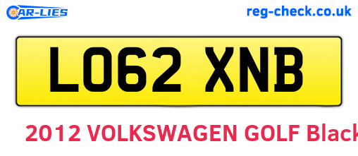 LO62XNB are the vehicle registration plates.