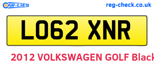 LO62XNR are the vehicle registration plates.
