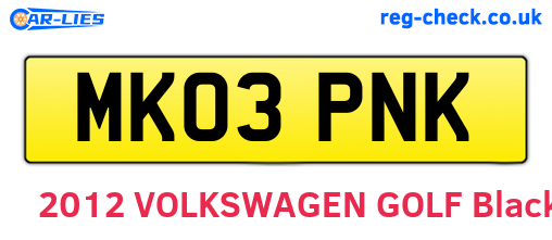 MK03PNK are the vehicle registration plates.