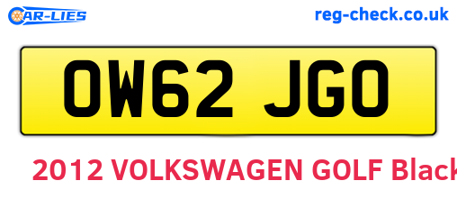 OW62JGO are the vehicle registration plates.