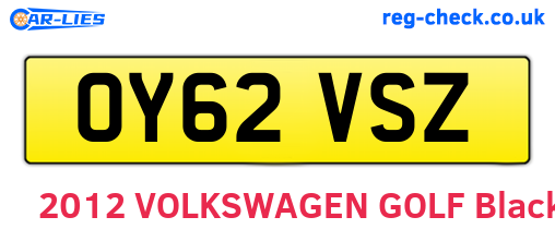 OY62VSZ are the vehicle registration plates.