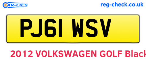 PJ61WSV are the vehicle registration plates.