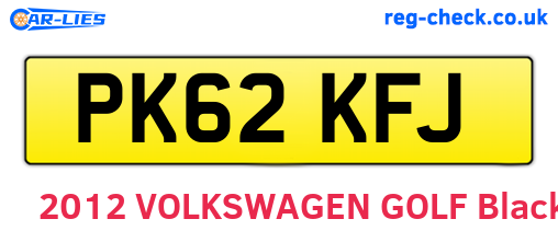 PK62KFJ are the vehicle registration plates.