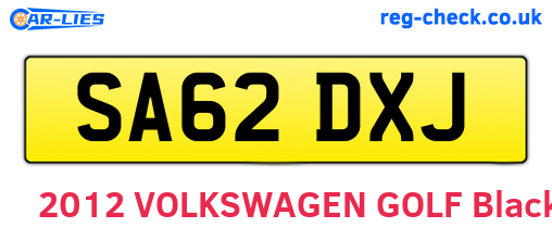 SA62DXJ are the vehicle registration plates.