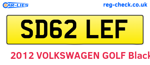 SD62LEF are the vehicle registration plates.