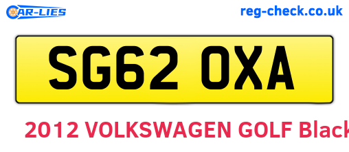 SG62OXA are the vehicle registration plates.