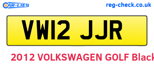VW12JJR are the vehicle registration plates.