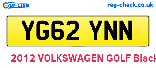 YG62YNN are the vehicle registration plates.