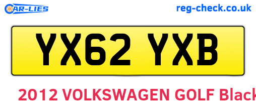 YX62YXB are the vehicle registration plates.