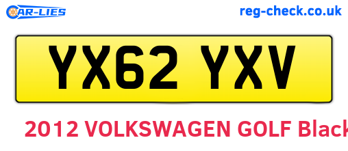 YX62YXV are the vehicle registration plates.