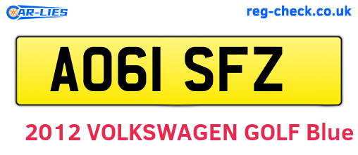 AO61SFZ are the vehicle registration plates.