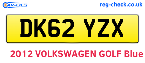 DK62YZX are the vehicle registration plates.