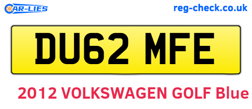 DU62MFE are the vehicle registration plates.