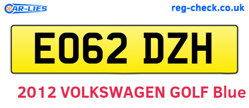 EO62DZH are the vehicle registration plates.