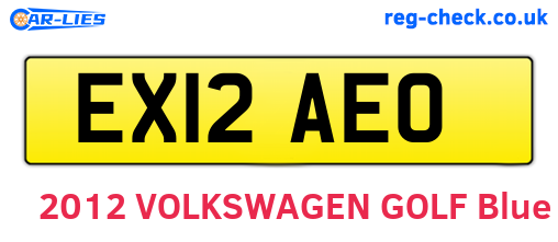 EX12AEO are the vehicle registration plates.