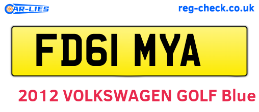 FD61MYA are the vehicle registration plates.