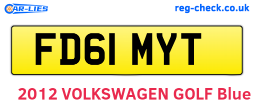 FD61MYT are the vehicle registration plates.