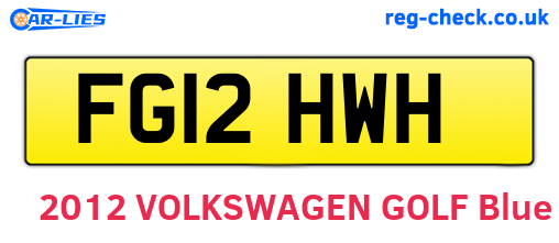 FG12HWH are the vehicle registration plates.
