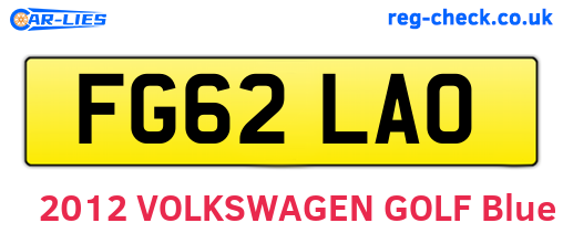 FG62LAO are the vehicle registration plates.