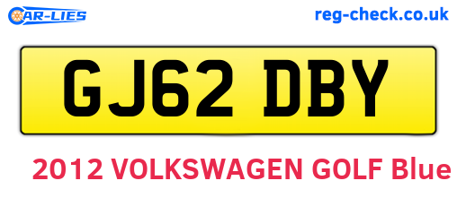 GJ62DBY are the vehicle registration plates.
