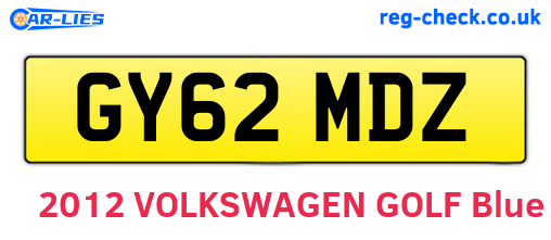 GY62MDZ are the vehicle registration plates.