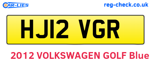 HJ12VGR are the vehicle registration plates.