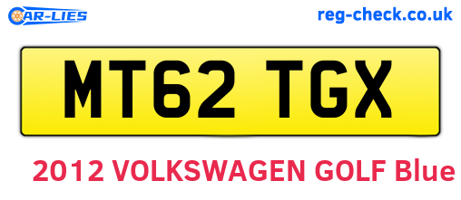 MT62TGX are the vehicle registration plates.