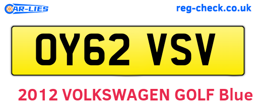 OY62VSV are the vehicle registration plates.