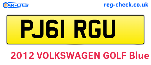 PJ61RGU are the vehicle registration plates.