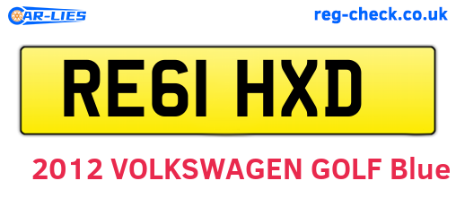 RE61HXD are the vehicle registration plates.