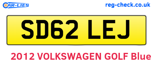 SD62LEJ are the vehicle registration plates.