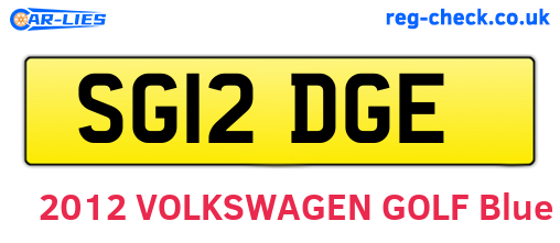 SG12DGE are the vehicle registration plates.