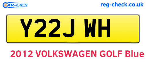 Y22JWH are the vehicle registration plates.