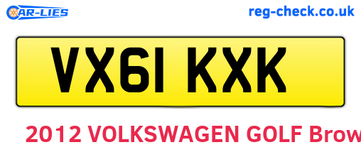 VX61KXK are the vehicle registration plates.