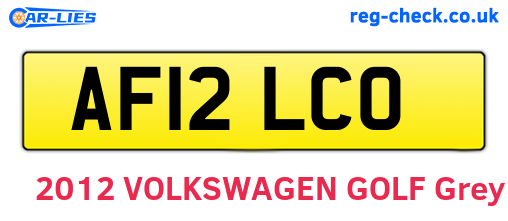 AF12LCO are the vehicle registration plates.