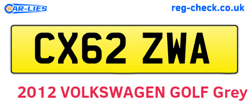 CX62ZWA are the vehicle registration plates.