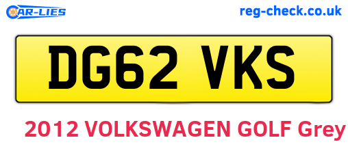 DG62VKS are the vehicle registration plates.