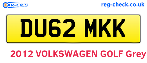DU62MKK are the vehicle registration plates.