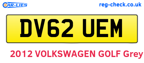 DV62UEM are the vehicle registration plates.