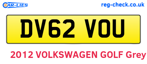 DV62VOU are the vehicle registration plates.